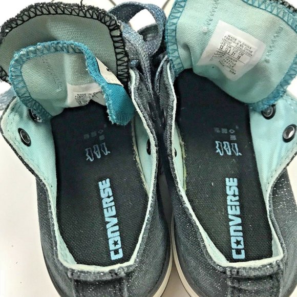 Converse All Star Chuck Taylor Low Top Sneakers Shoes Girls 13 Blue Glitter - Picture 12 of 12